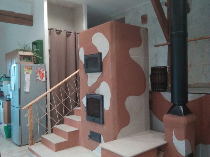 Poêle oxalibre L avec four, banc et escalier. - Etape 2